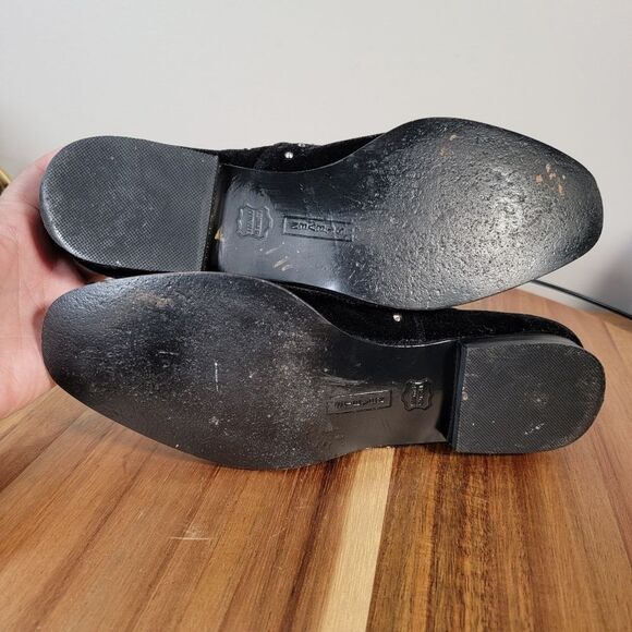 Steven Steve Madden Archie Loafers Size 6 Black Velvet Studded Flats - Picture 10 of 16
